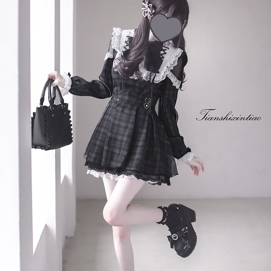 サブカル系量産型 ワンピース チェック柄 胡桃木 天使界隈 推し活