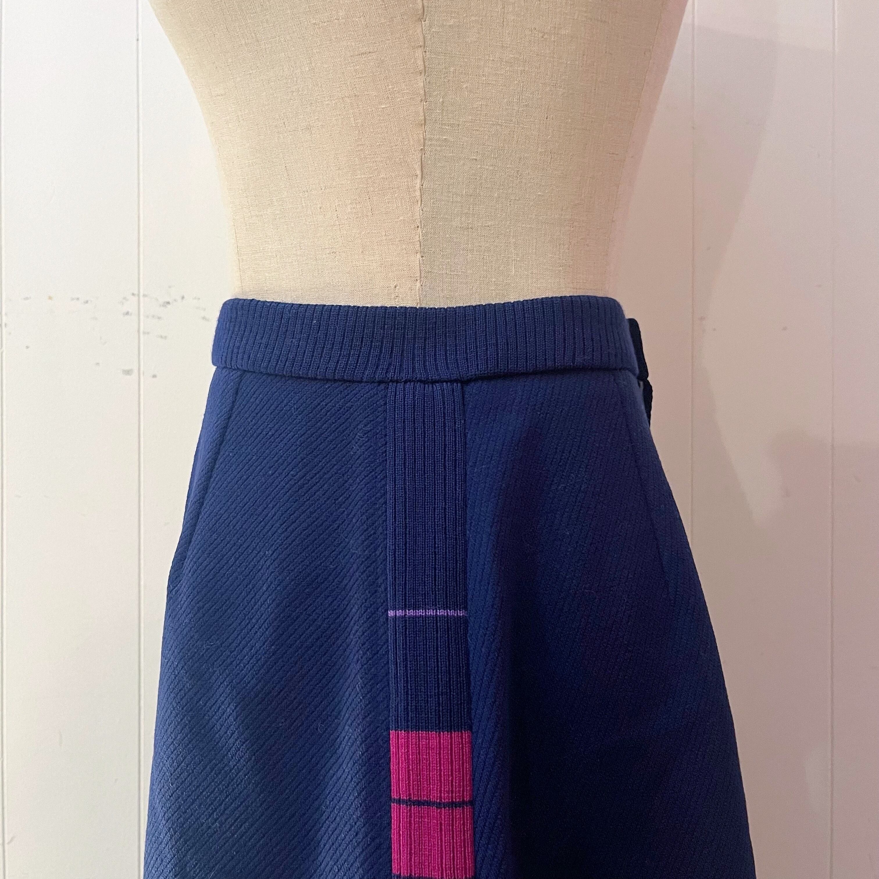 navy ride rib mini skirt