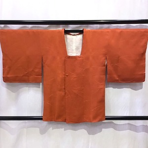 道行コート・道中着・羽織・朱色地・正絹・No.200701-1224・梱包サイズ60