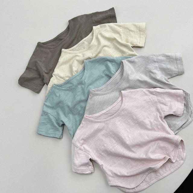 【BABY&KID】夏作クリームサラシリーズコットン半袖Tシャツ