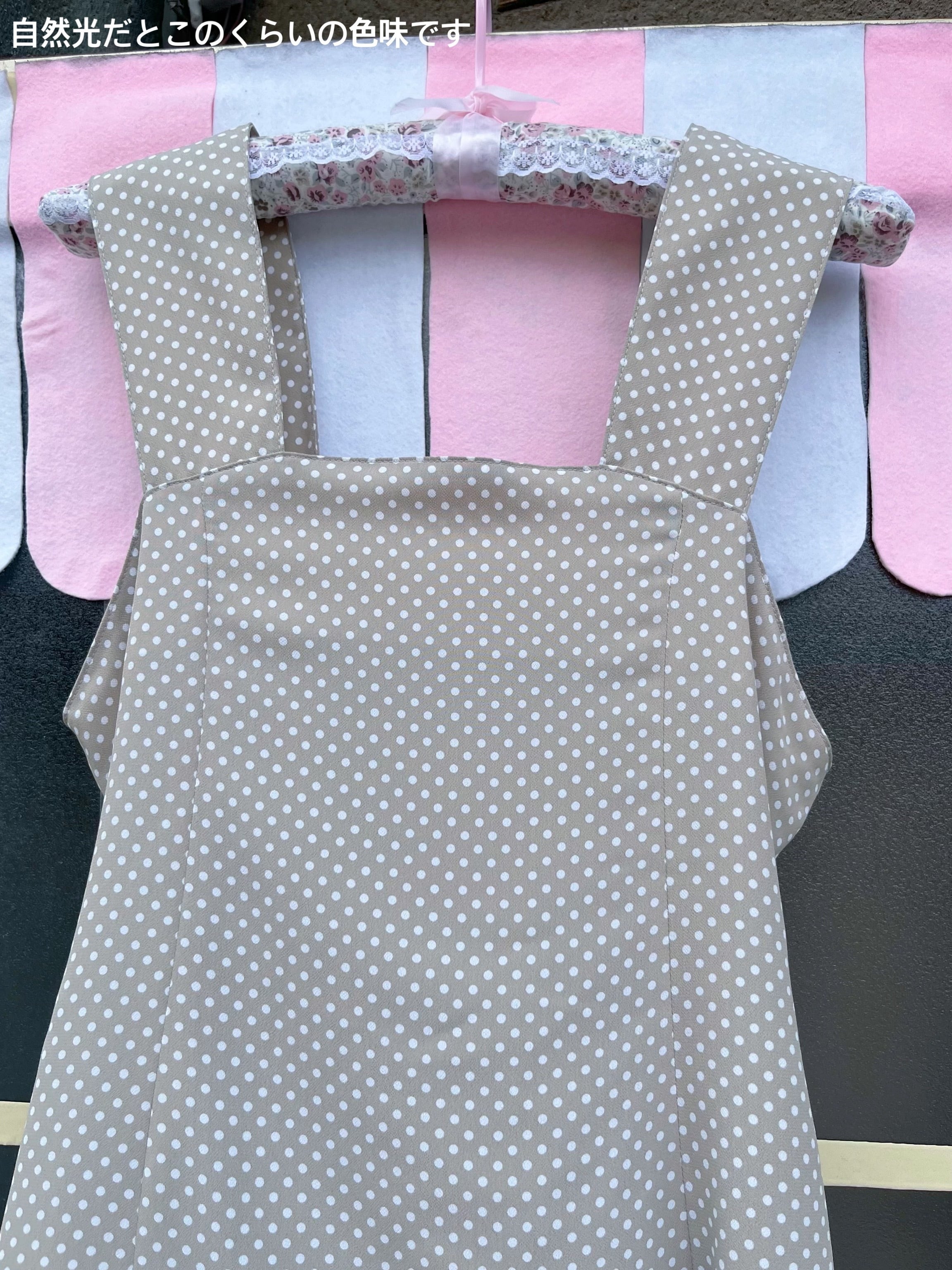 beige dot waist ribbon jumper skirt