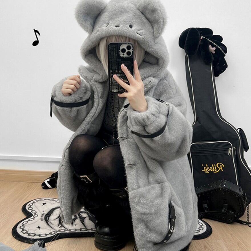 パンクロリィタ マウス フーディ もふもふ ジャケット サブカル系 Y2K ストリートファッション