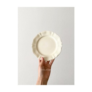 Sarreguemines　サルグミンヌ　/　象牙色の花リムプレート　 デザート皿　b