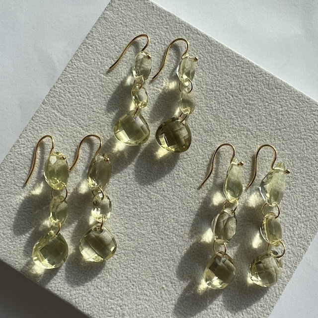Lemon quartz pierced earrings