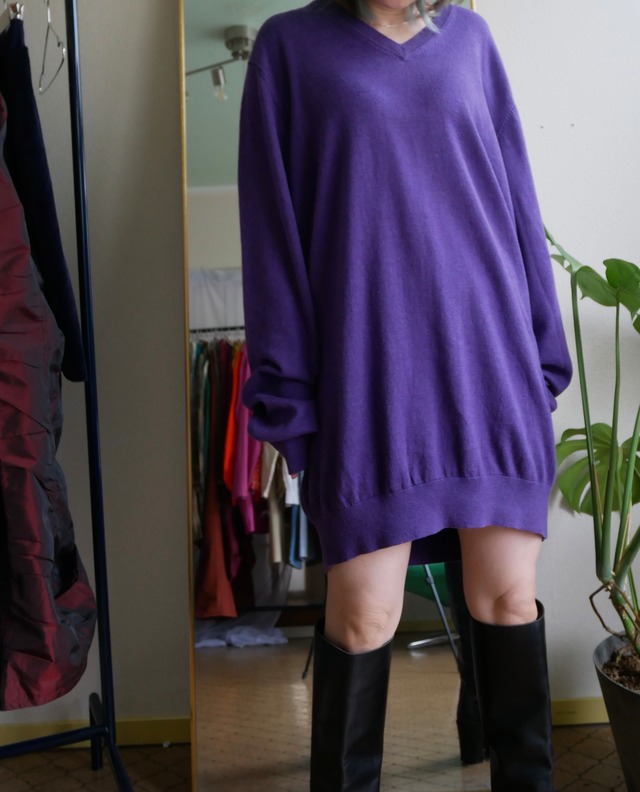 L.L.Bean Cotton Cashmere V-Neck Oversized Knit