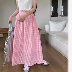 pink check skirt　2litr03285