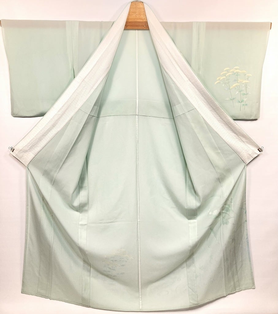 正絹　夏着物　付け下げ　訪問着　単衣　絽　作家物　江戸寄せ型染め 夏】型染め友禅 夏着物 絽 訪問着 正絹 ティファニーブルー パステル