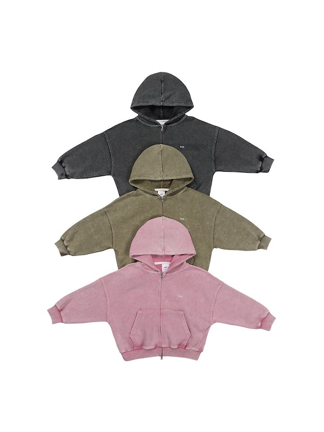 【取寄】our|waffle washed hood zip-up|ワッフルウォッシュフードジップアップ|S-JXL|kids&jr|26 autumn