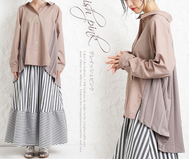 2022年春新作 ブラウス 長袖シャツ プリーツ 異素材 人気ブラウス レディーストップス スタイリッシュ