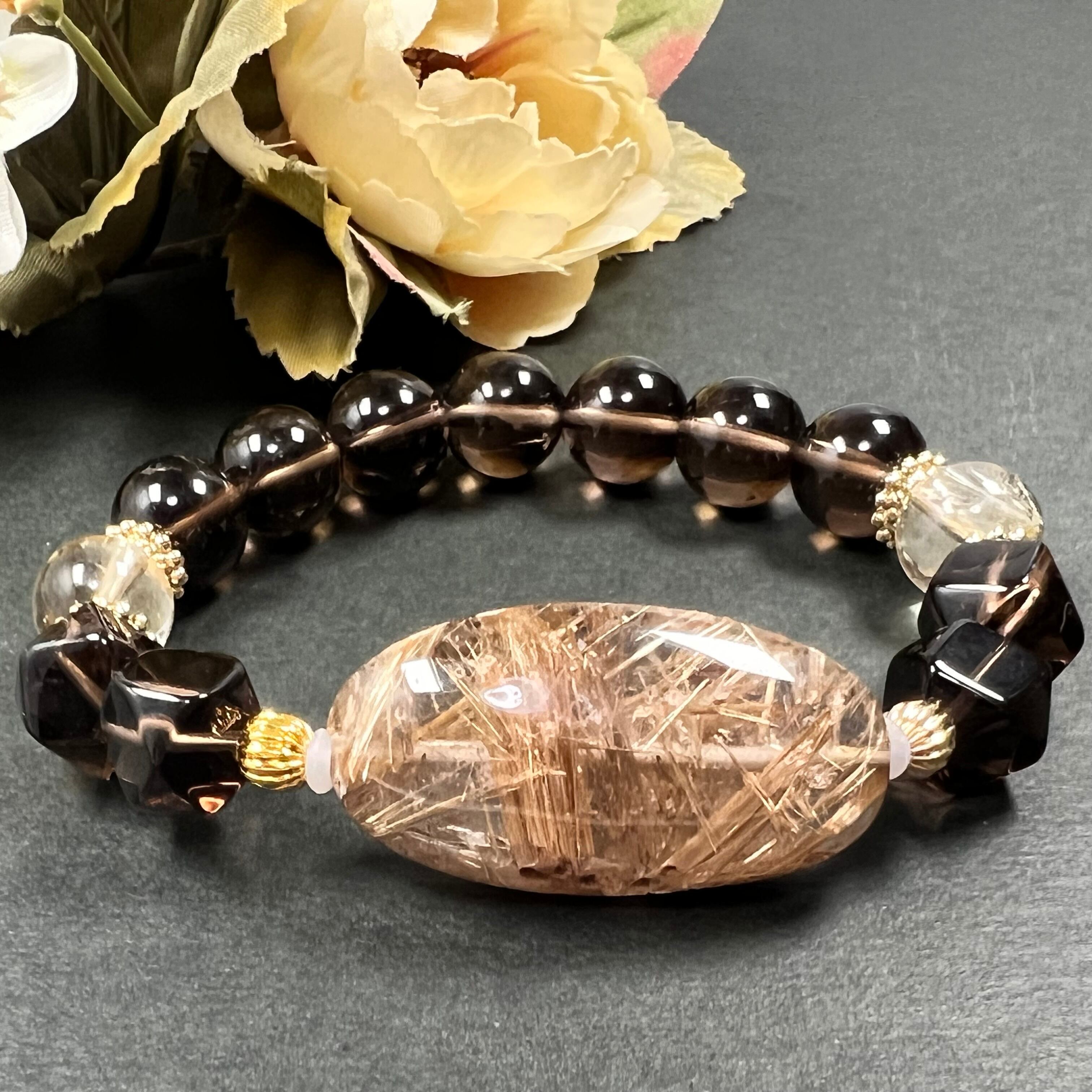 【極太針 タイチンルチル ブレスレット】天然石 パワーストーン