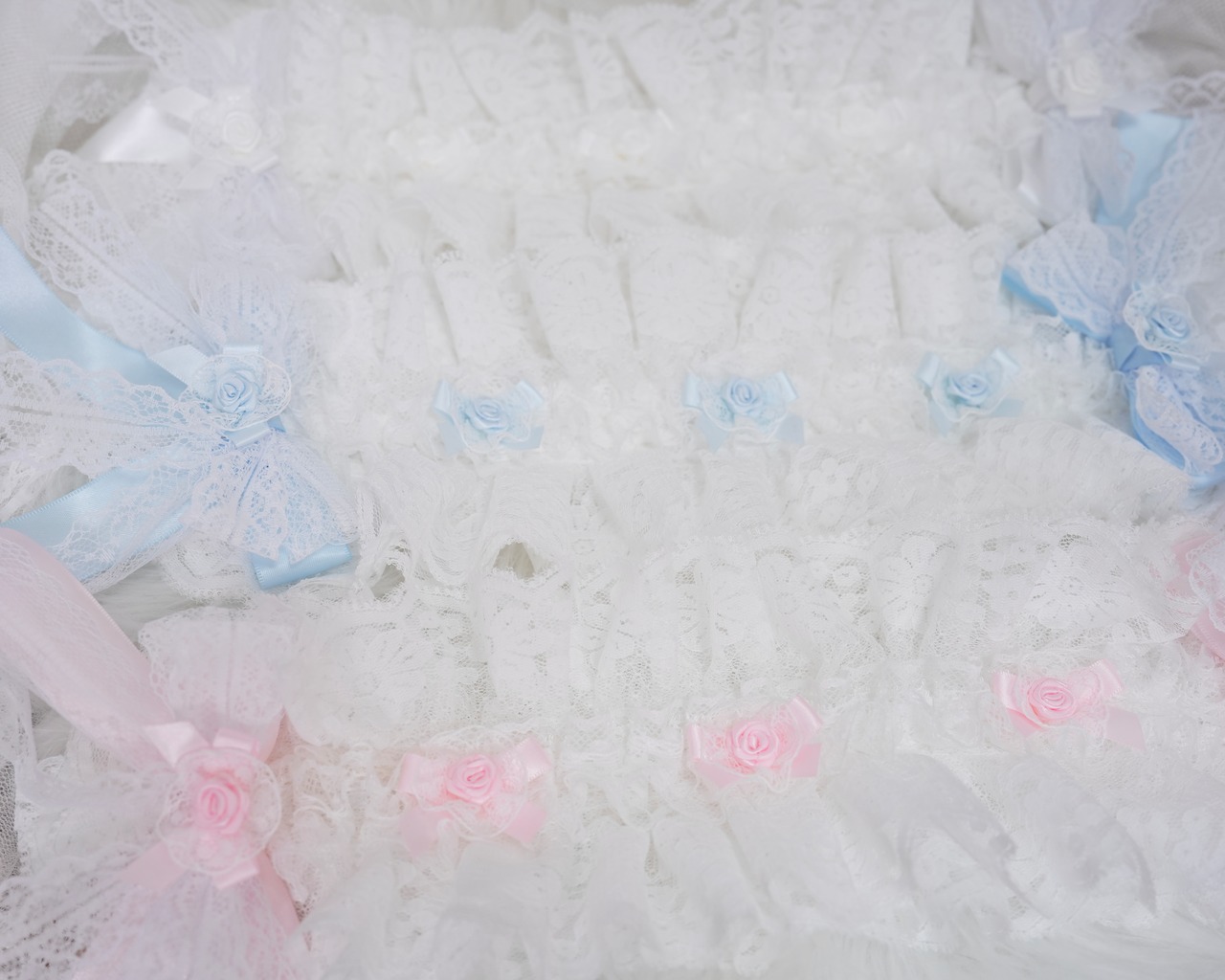 ♡【Sayakadoll original No.17】（ヴェール別売り）儚げプリンセス お花とホワイトレースのフリルリボンヘッドドレス light blue  ♡