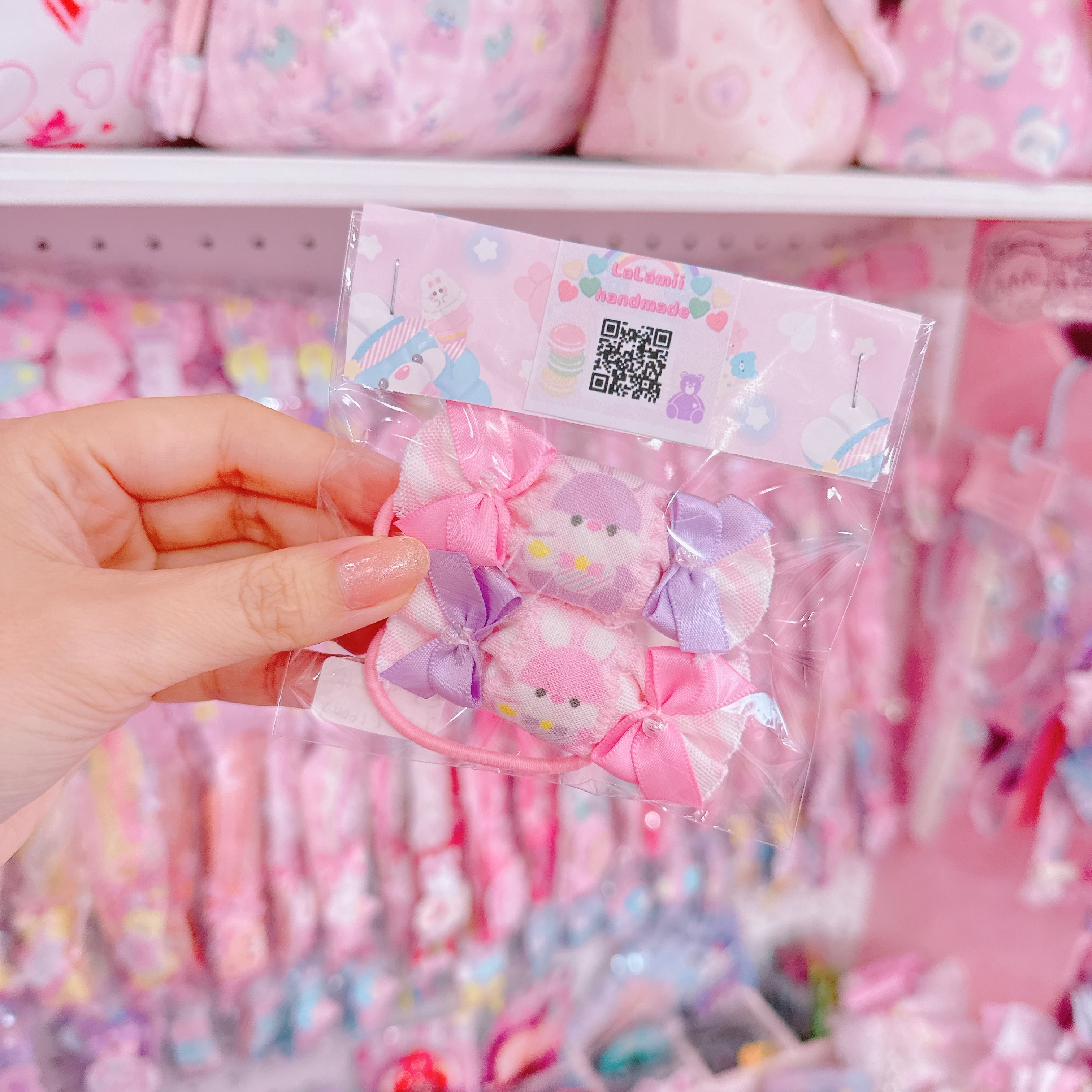 【E3】94-4キャンディリボンツインヘアゴム