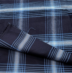 ★TB937◆3m◆綿100%ネル地ツイル生地◆チェック◆ネイビー系