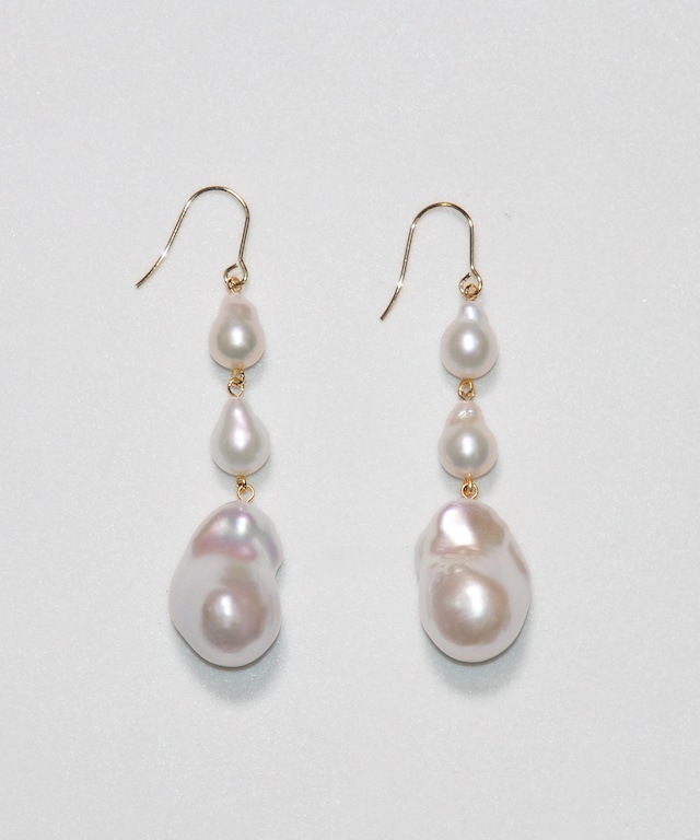 baroque pearl tiered drop pierce/earring〈高品質 Sクラス〉