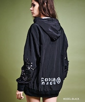 スパンコールスリーブナイロンフーディー (BLACK) CQ-47039