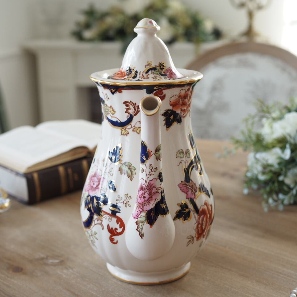 美品】英国メイソンズ マンダレイ ブルーマンダレイ コーヒーポット F9