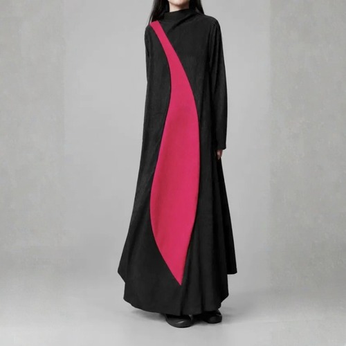 Curved color block maxi one piece C1644