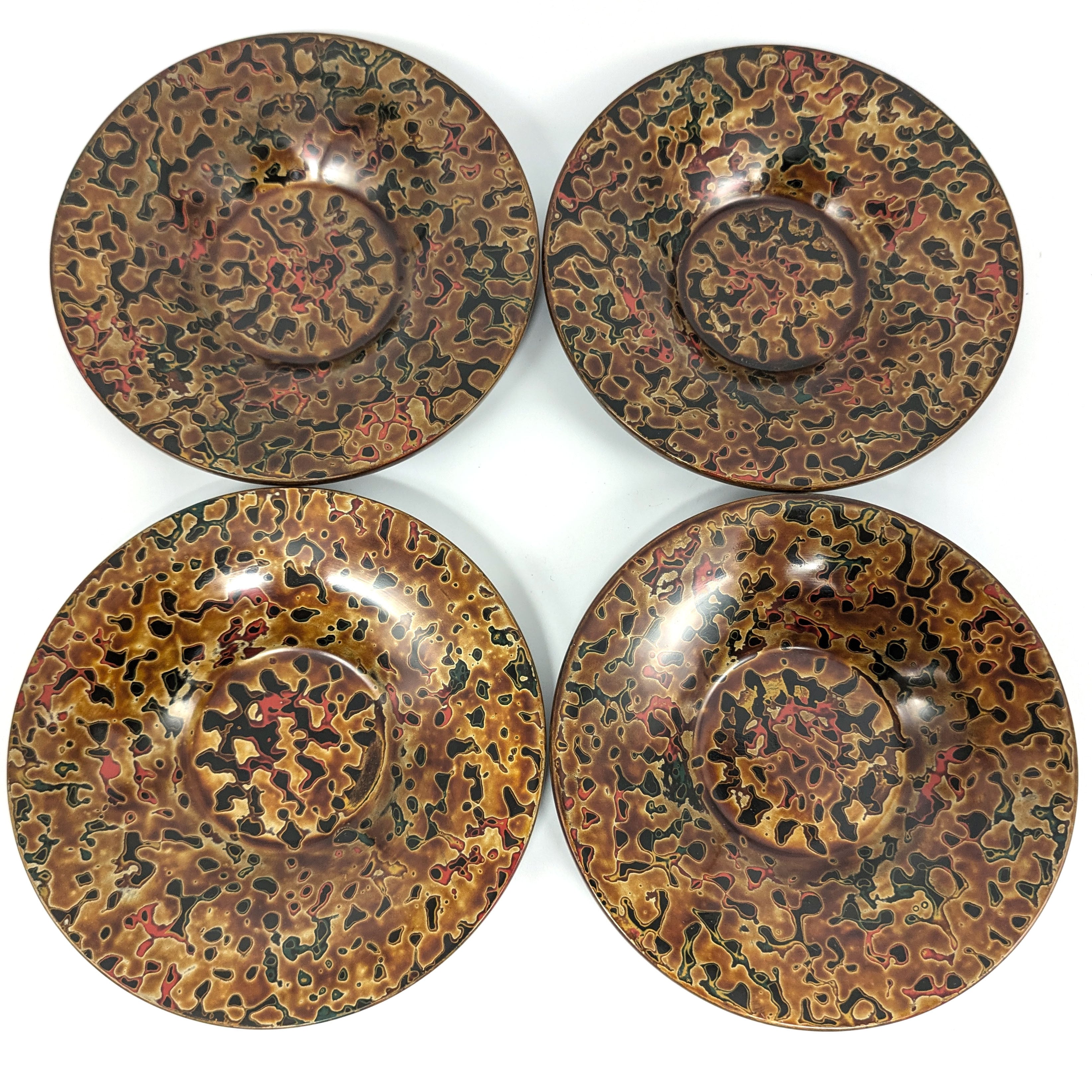 津軽塗（唐塗）バカ塗り・茶托・4枚セット・漆器・伝統工芸・No.240711