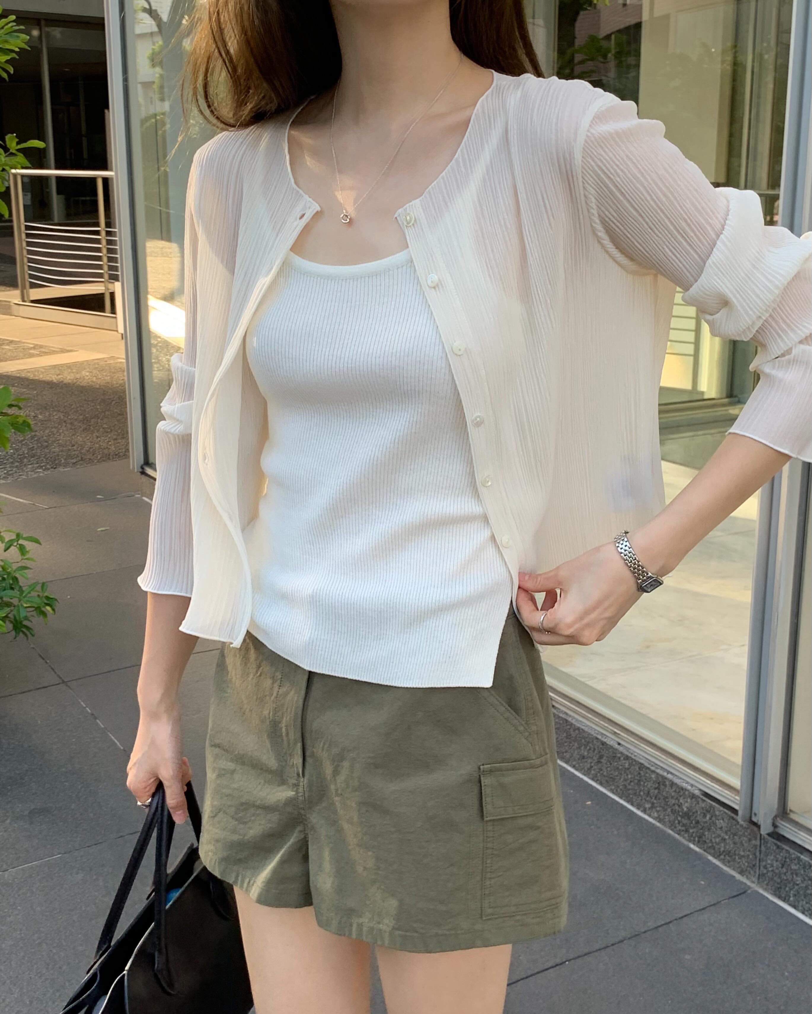 (予約) ounce / Roe pleats cardigan / 3color