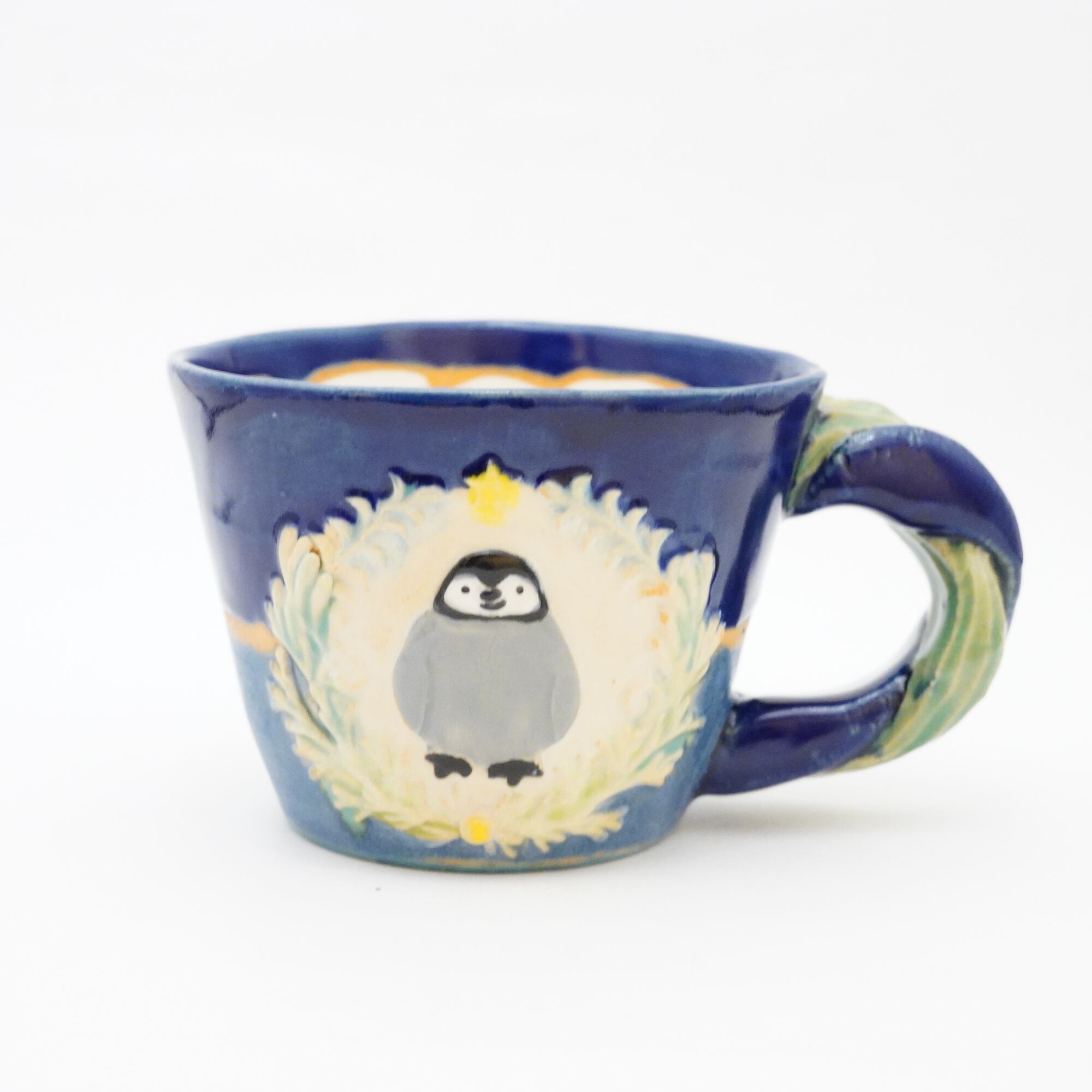 【白木千華】マグカップ もりもりペンギン ねじねじとって 12-A