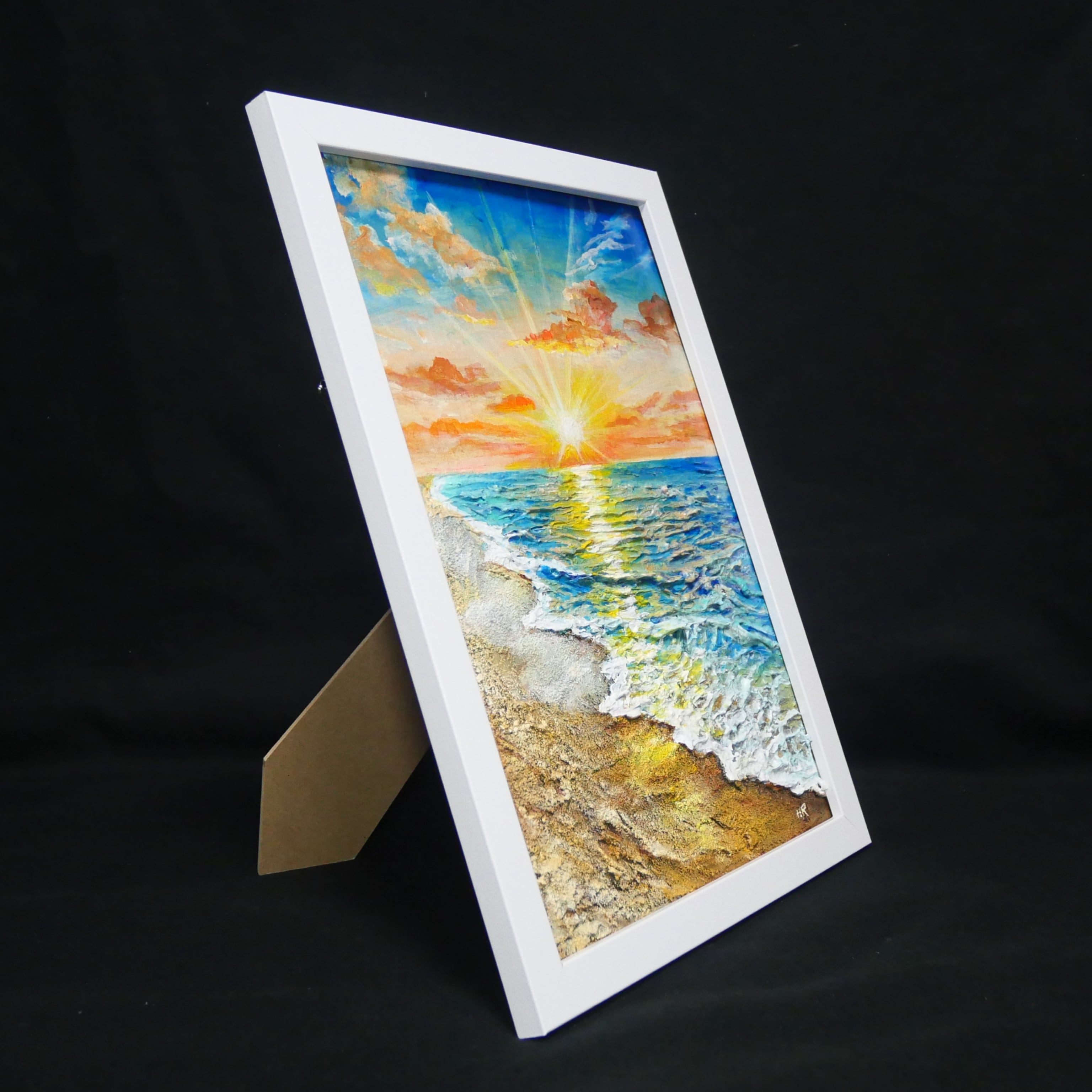 黄金比の朝景】油絵 原画 海の絵 朝日 風景画 夏のインテリア 新築祝い