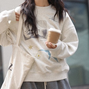 print crew neck sweatshirt　J00220