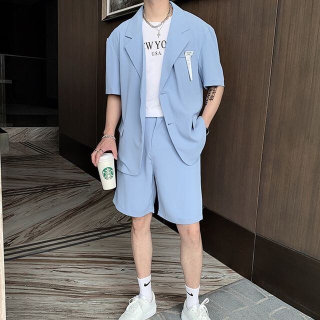 予約販売】メンズ セットアップ 上下 ハーフパンツ 半袖 ジャケット