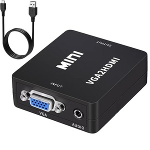 【数量限り】VGA to HDMI 変換アダプタ VGA→HDMI 出力 ビデオ変換アダプタ USB給電 1080P対応 (給電用USBケーブル付属) (ブラック)