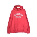 ジャンスポ スウェットパーカー カレッジプリント UNION COUNTY COLLEGE アーチロゴ 赤 レッド JANSPORT サイズL 古着 @CG0418