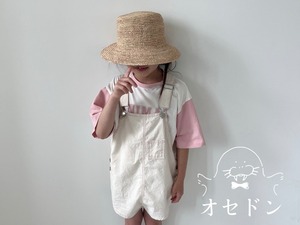 【jejeunosity】サマーバージョン！コットンベリーショートオーバーオール サロペット クリーム 90〜120cm 240703