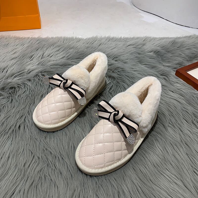 ブーツレザーレッドカジュアルリボンラインストーンショート 靴 シューズ コットン フェイクシューズ77504706998