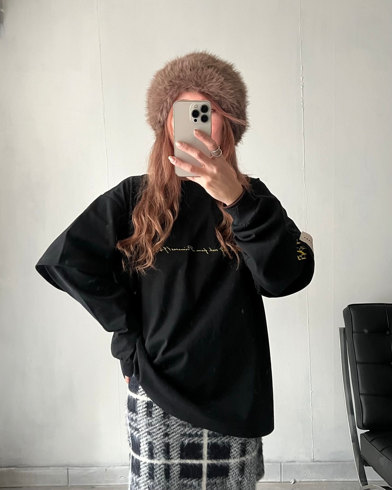 【HIDE AND SEEK 24-25NEW/REVAIVAL】Patch layered designロンTスウェット／ブラック