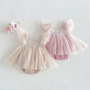 【BABY】フリルメッシュロンパース
