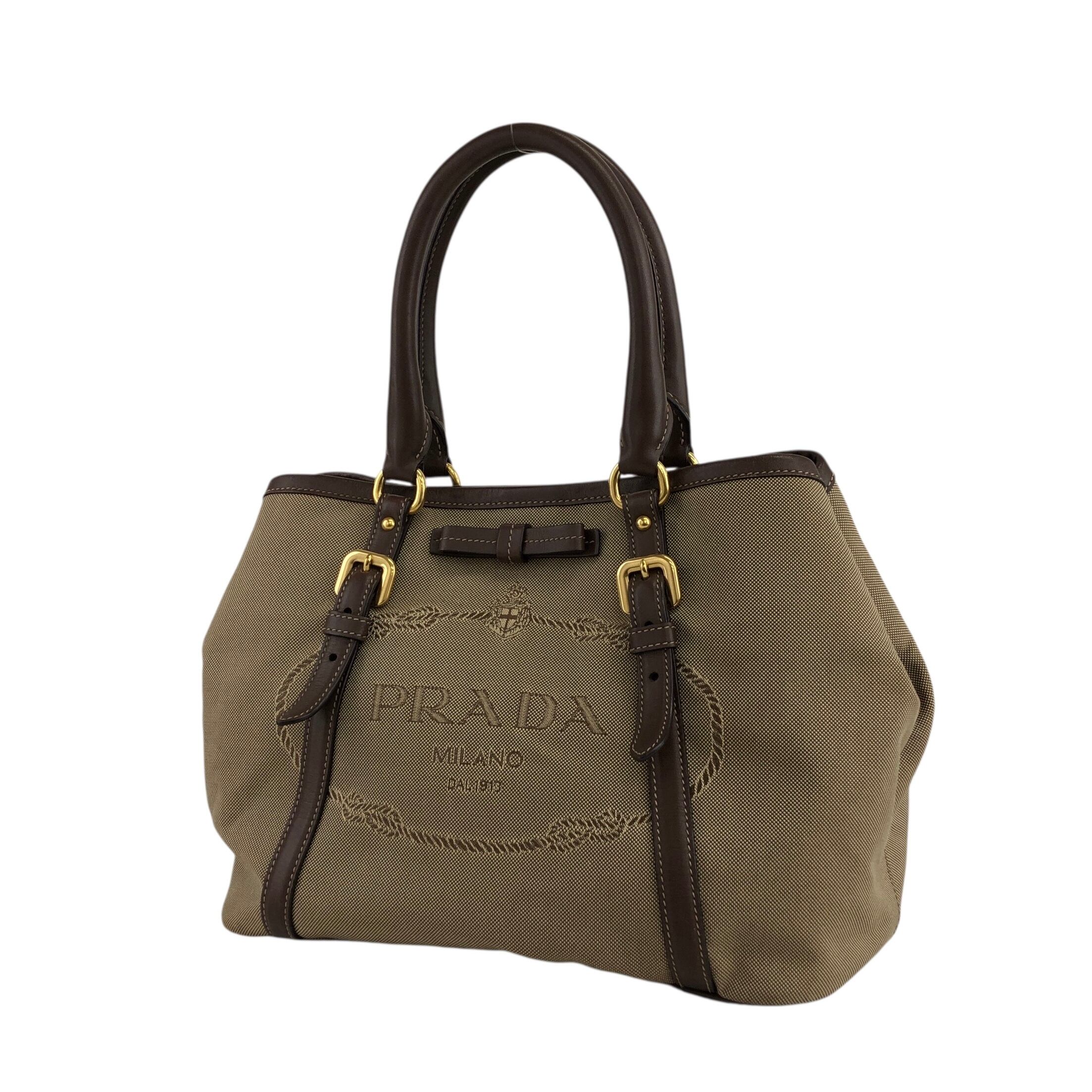 PRADA プラダ トートバッグ ブラウン ロゴ ジャガード vintage
