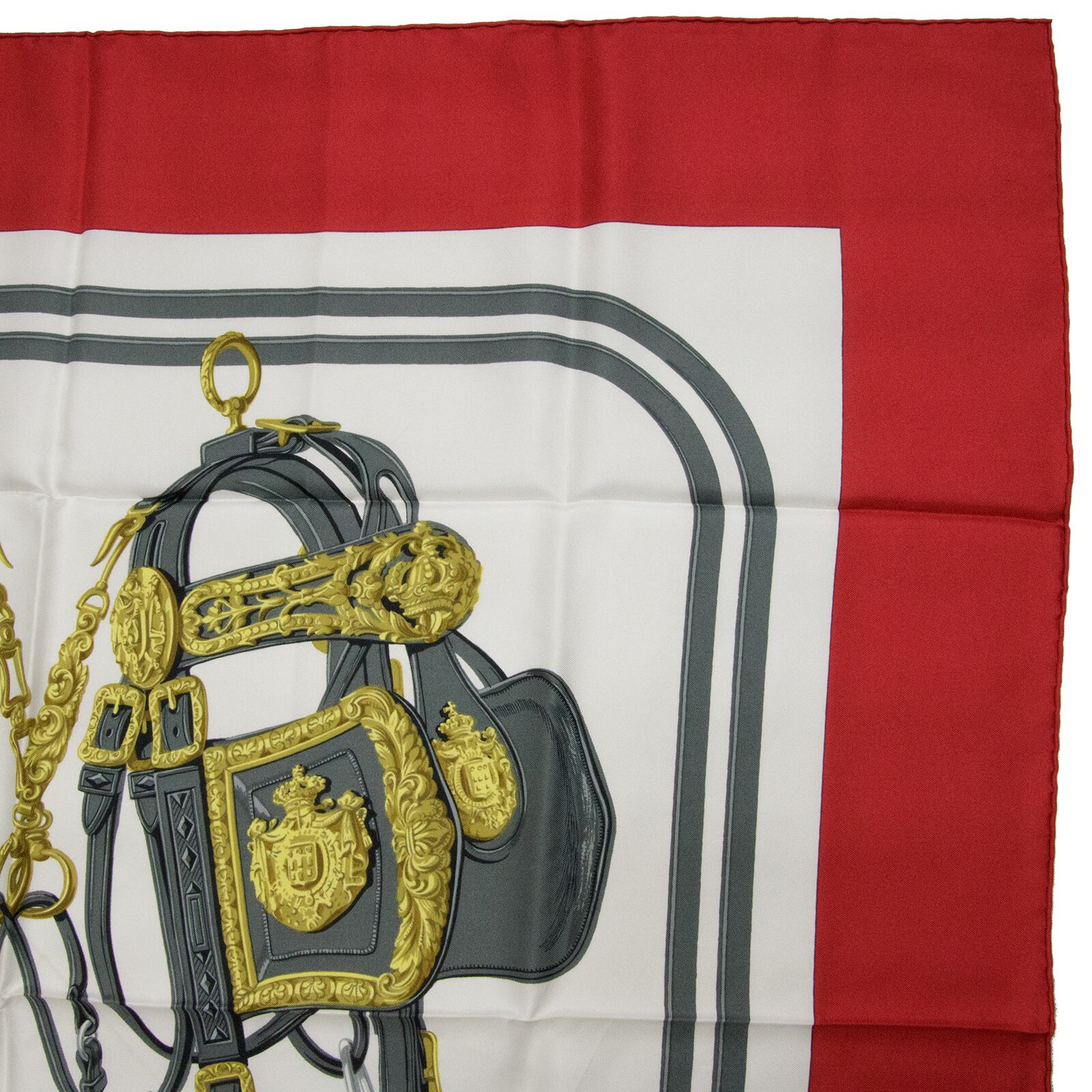 【希少 極美品】エルメス 大判スカーフ《式典用馬勒》カレ90 ソルド品 シルク 本物・送料無料・良品】HERMES・エルメス・大判スカーフ(シルク・カレ