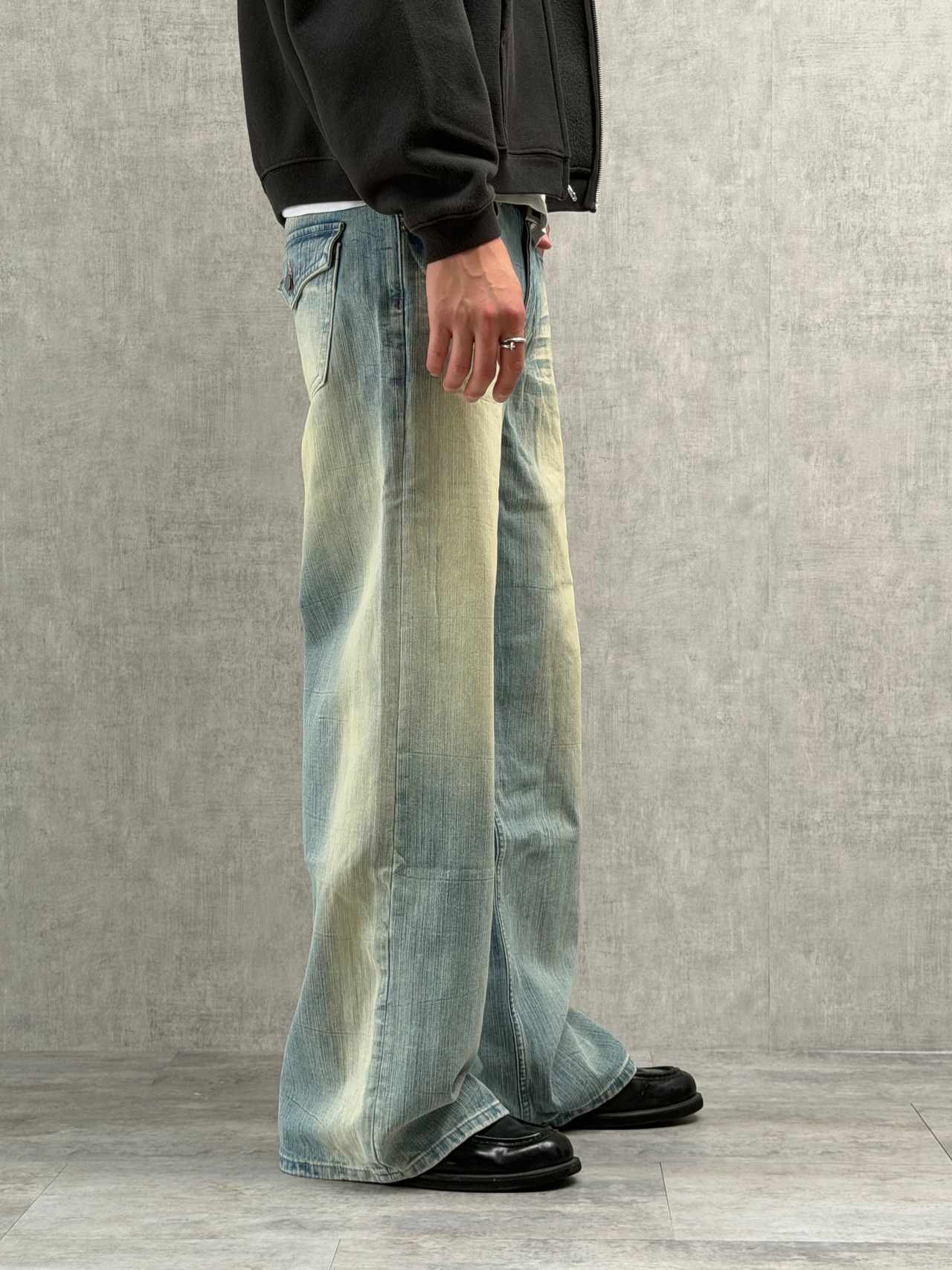 Yellow Blue Semi Wide Denim