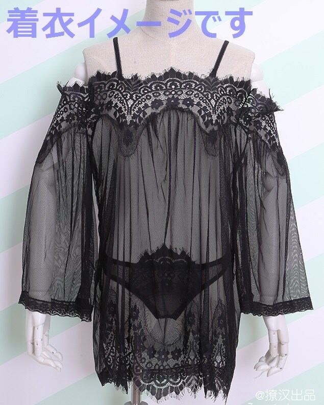 IM539:かわいいレースのベビードール ブラック