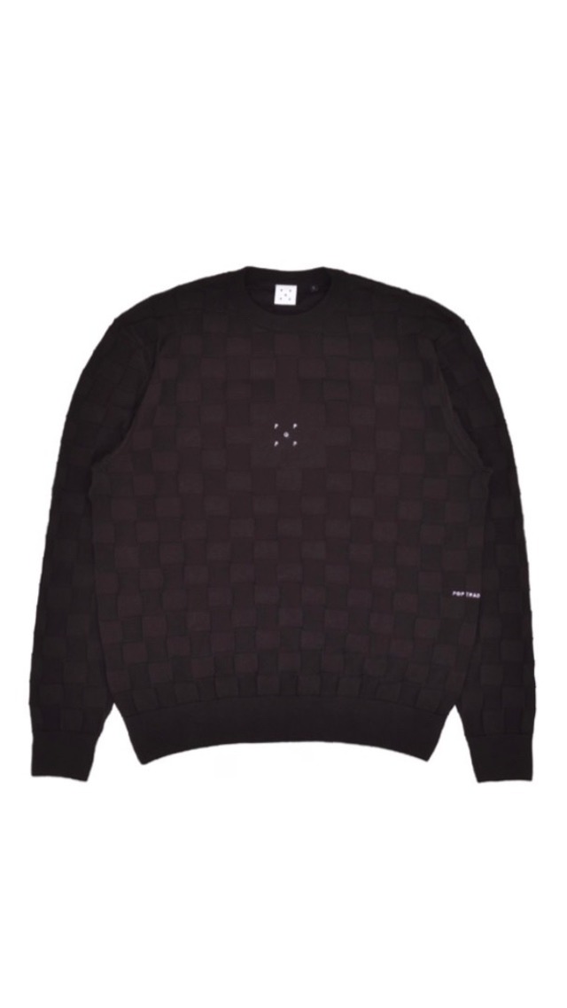 POP TRADING COMPANY- Checked Panel Knitted Crewneck -:DELICIOSO