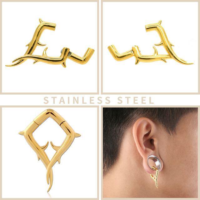 ワンタッチピアス 8G ゴールド Spike クリッカー 磁石 簡単マグネット