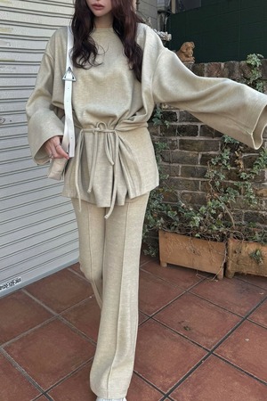 WILLFULLY  center seam rib flare PT センターシームリブフレアパンツ　Lime