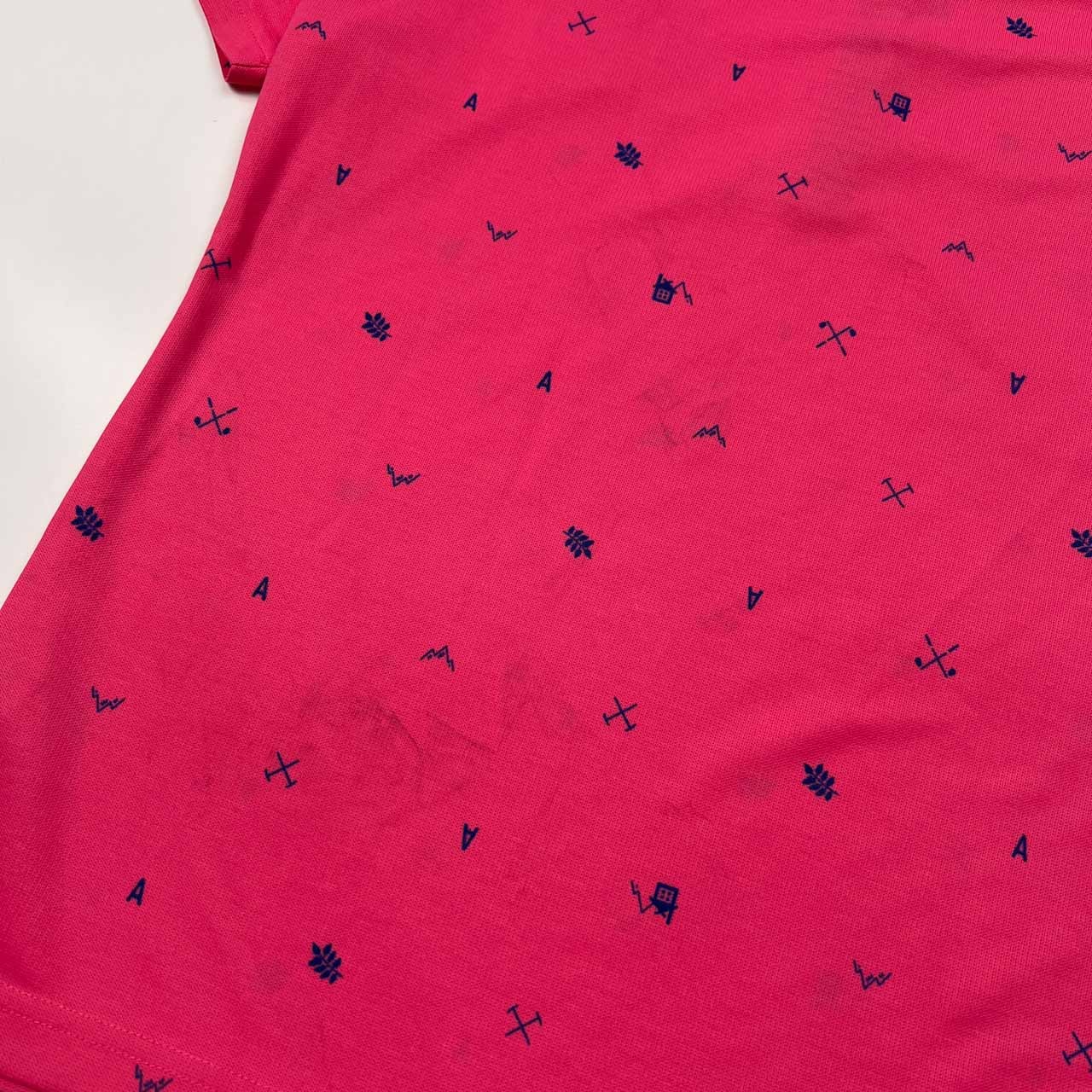 adidas GOLF アディダス ゴルフ 総柄 半袖 ポロシャツ サイズ L /ピンク/レディース