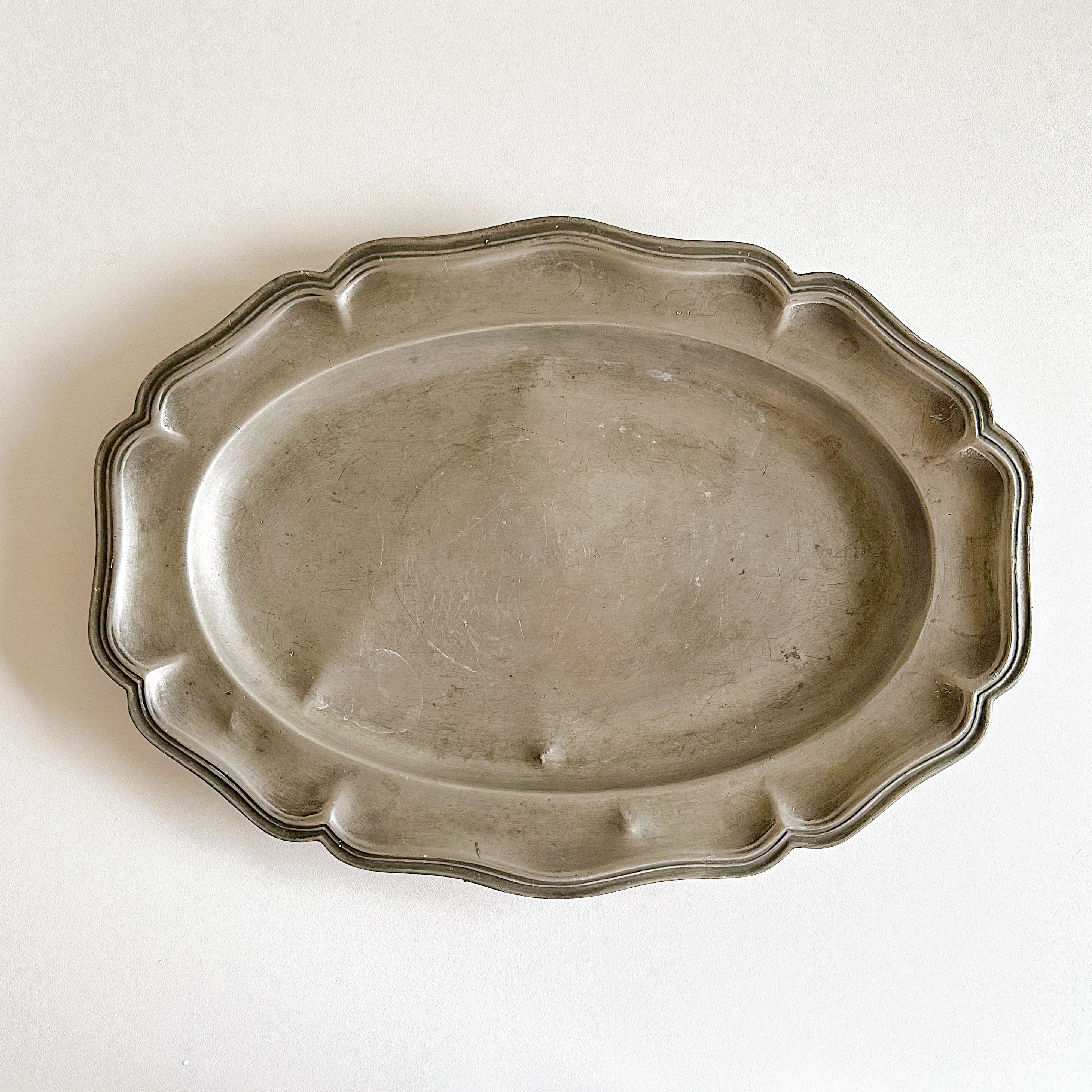 Étain エタン ピューター 花リム オーバルプレート（フランス） | ぽわ