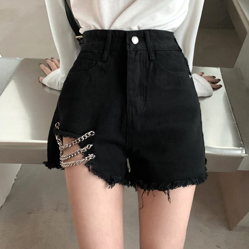 ブラックショーツ サマー薄手ハイウェストウェストルーズAラインパンツ 夏物 ブルマー 試着室75455246863