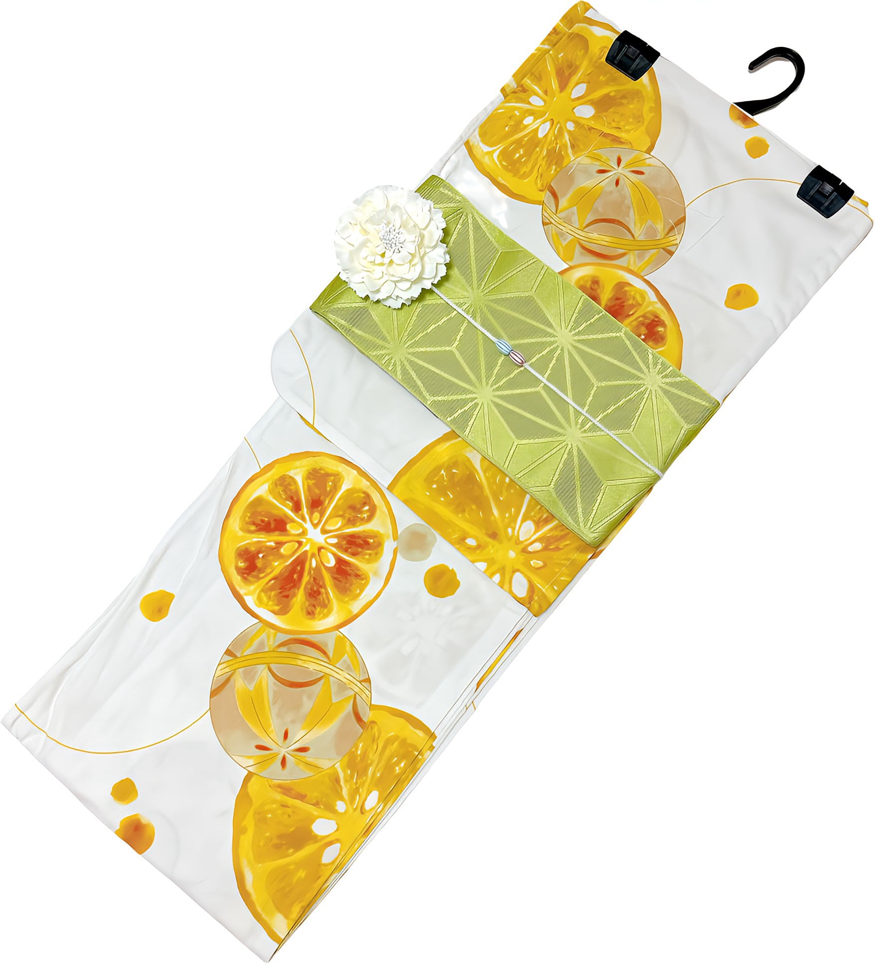 浴衣ジェンヌ 浴衣5点セット 白地にオレンジ柄 黄緑 半幅帯 | 浴衣SIENNE 