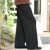 design wave pleats wide pants black