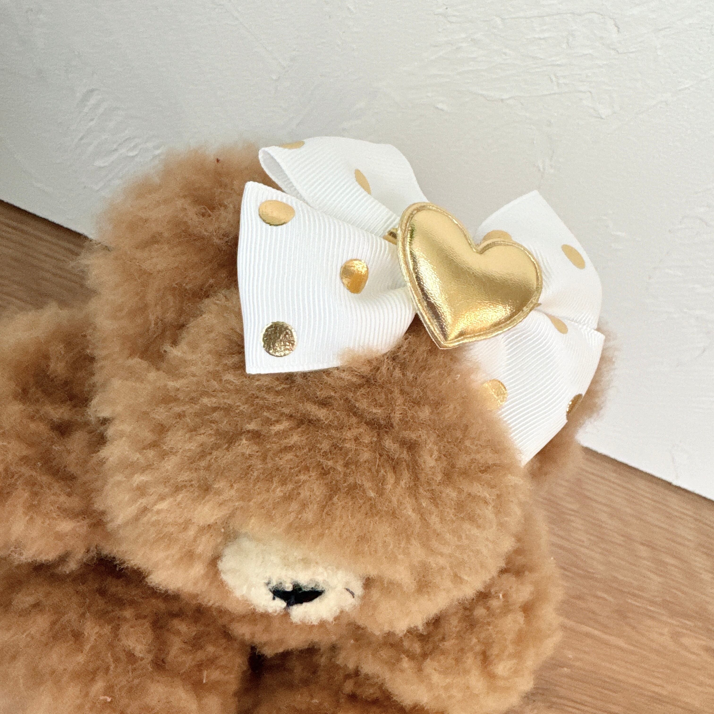 ゴールドハートリボンヘアバンド(後ろ支え付き)