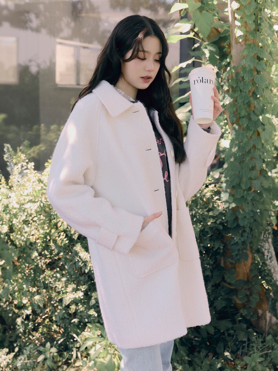 ROLAROLA] WOOL HALF COAT IVORY 正規品 韓国ブランド 韓国通販 韓国