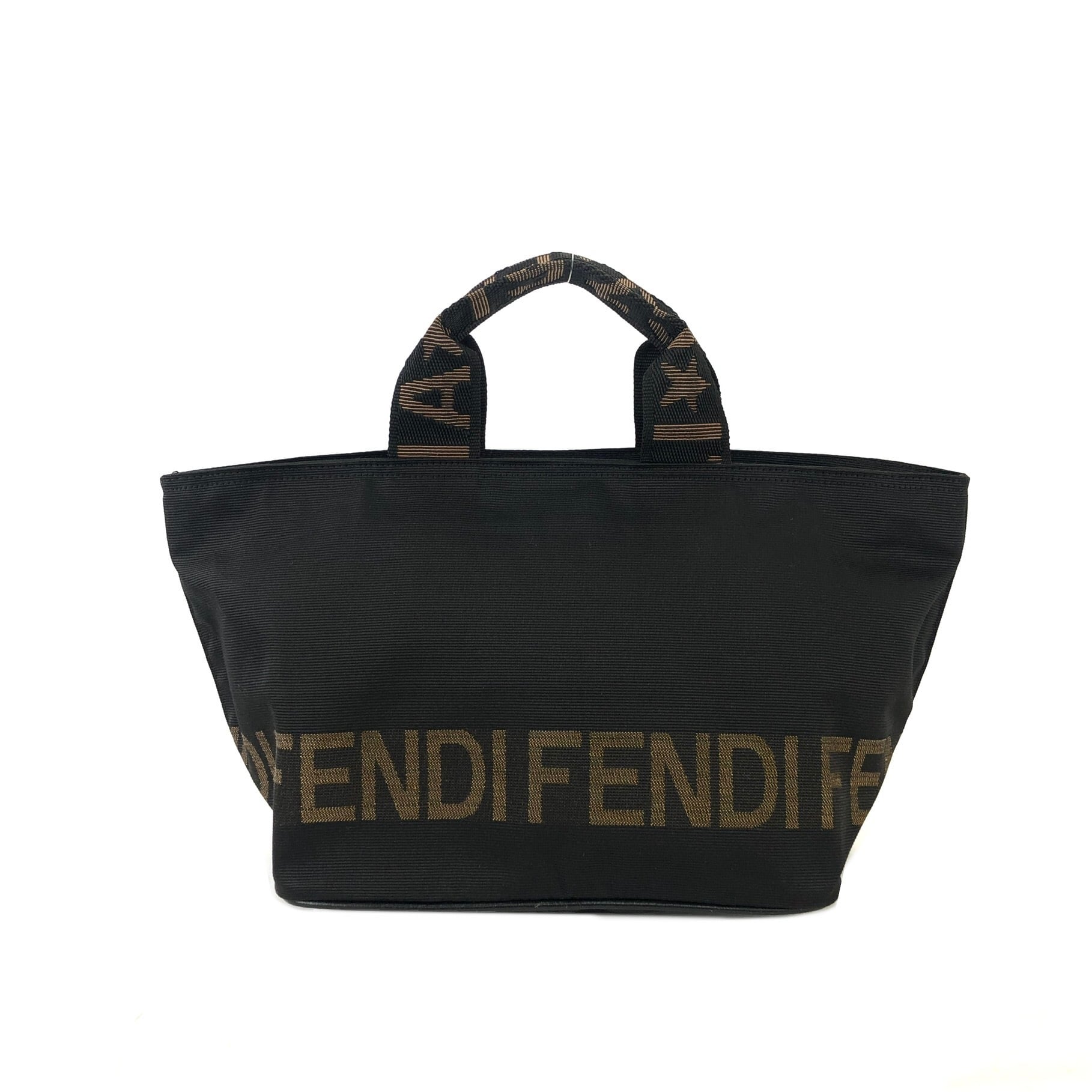 約20cmヨコ美品✨　FENDI フェンディ　ハンドバッグ　ロゴ　ブラック　ブラウン　ナイロン