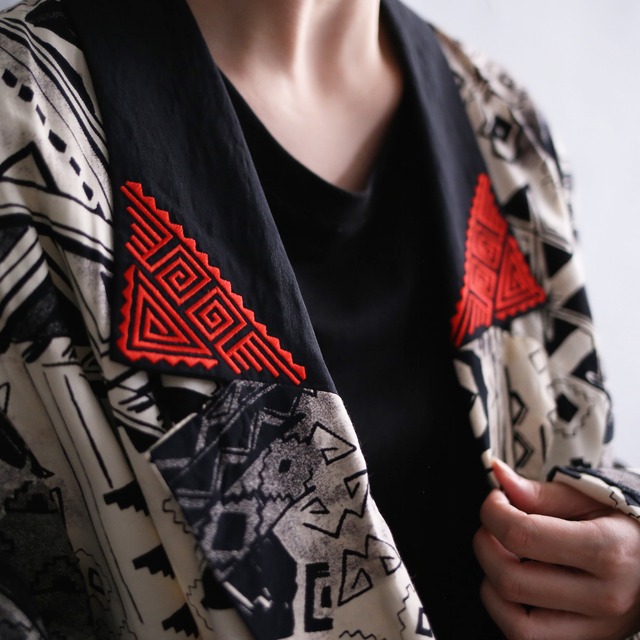 "刺繍" collar design geometry full pattern 1b easy tailored jacket