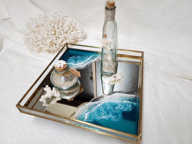 200.オーシャンレジンアート ミラートレイ